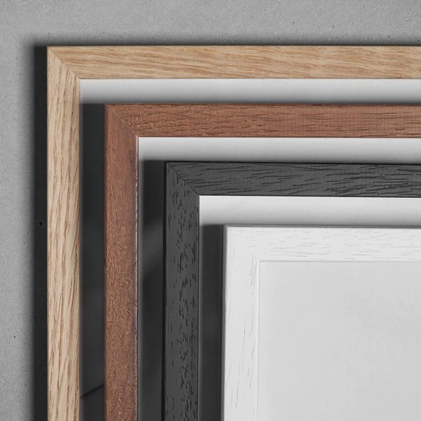 GB Eye Marco de madera contemporáneo para cuadros/pósteres de 50 x 100 cm,  disponible en negro, roble, blanco y plateado, listo para colgar, fabricado